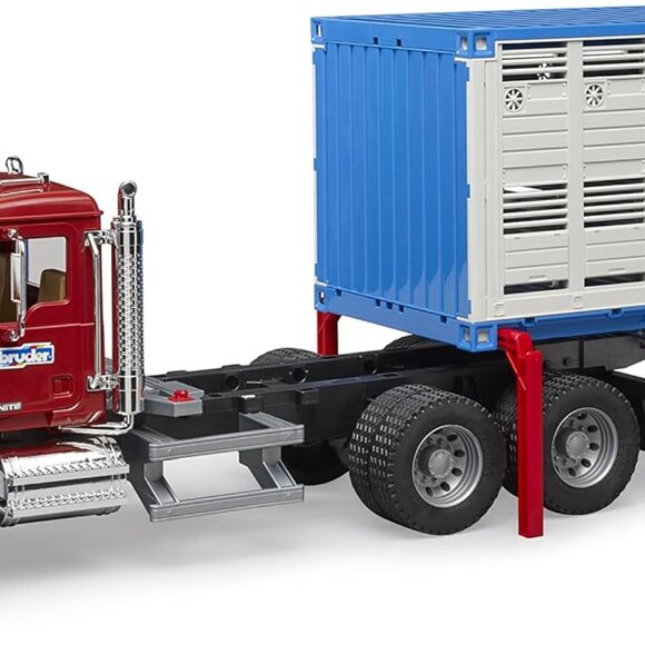 NIB Bruder 02830 Mack Granite Cattle Transportation Truck with 1 Cattle Toy - Picture 2 of 4